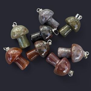 Indian Agate Mushroom Pendant Necklace